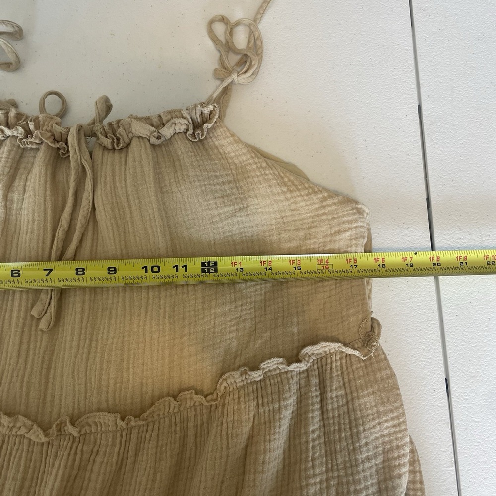 Anthropologie Charlie Holiday Senorita Maxi Dress Sz 8 Tan‎ Boho Tiered Sundress - Picture 9 of 9